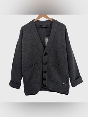 DSquared2 D Squared NWT Grey Chunky Soft Virgin Wool Cardigan Oversized Small